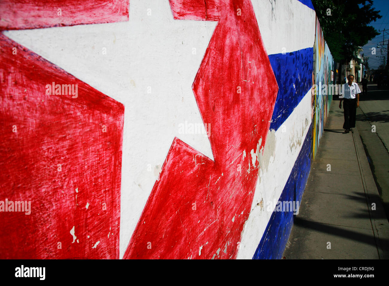 Cuban flag mural in Santiago, Cuba, Greater Antilles, Caribbean Stock Photo Alamy