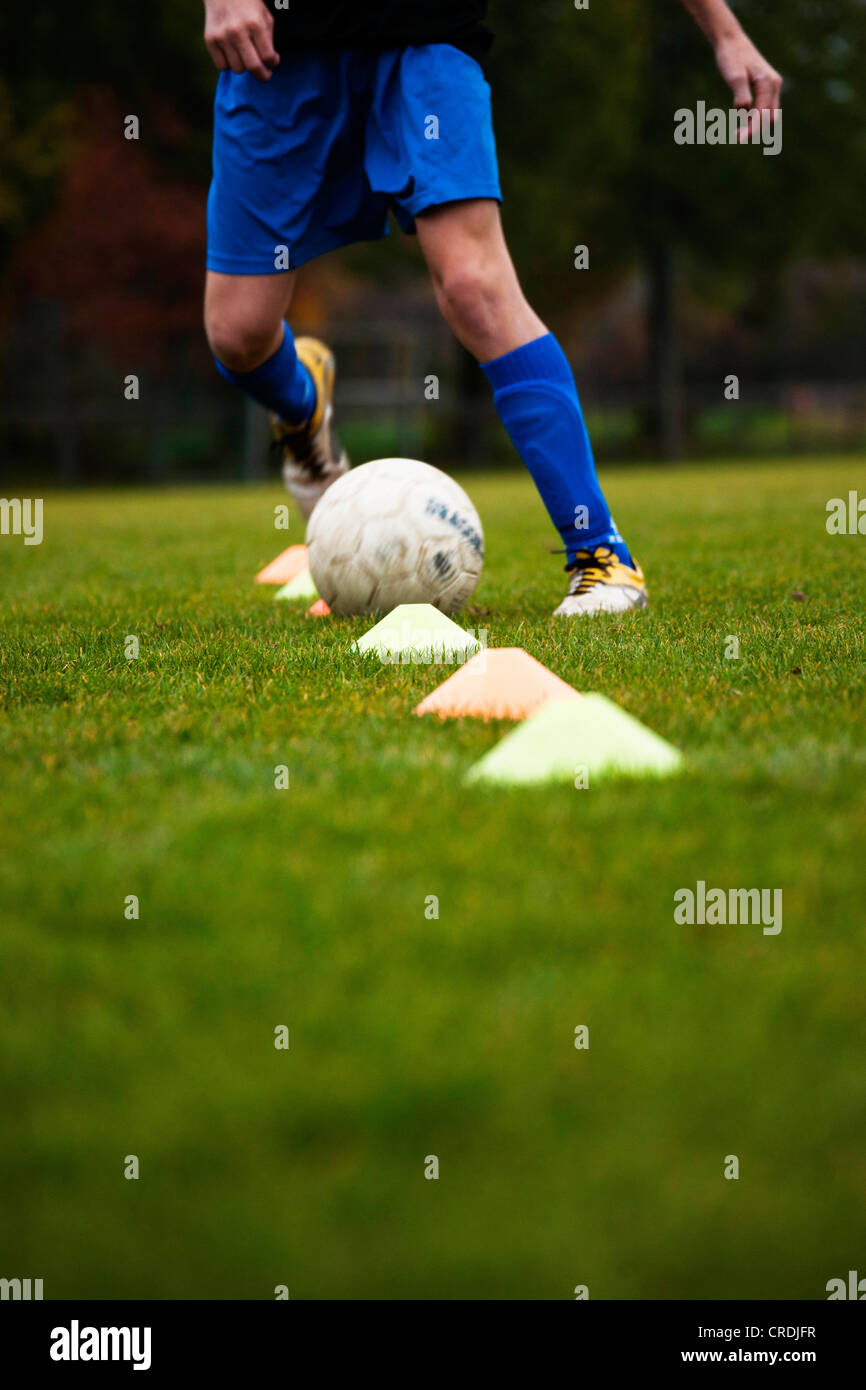 Soccer player, close-up of legs, soccer training Stock Photo