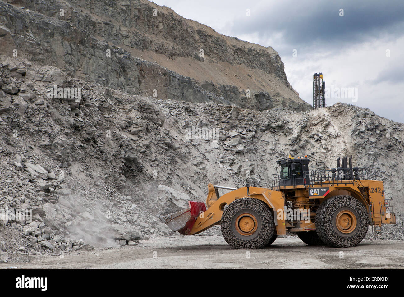 Caterpillar 994F front end loader in the Aitik copper mine of Boliden AB, about 20 km southeast of the town of Gaellivare in Stock Photo