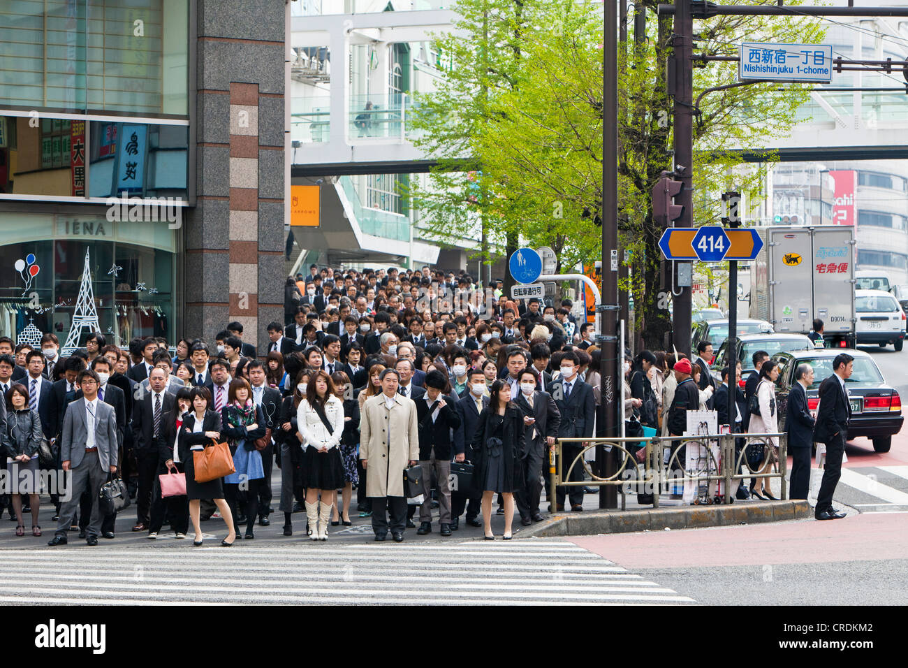 Pedestrians during the morning rush hour in the business district of Shinjuku, Tokyo, Japan, Asia Stock Photo