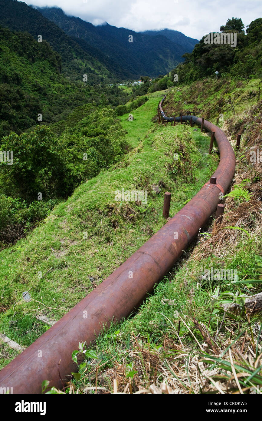 Trans-Ecuadorian oil pipeline, SOTE, Sistema de Oleoducto Transecuatoriano, operated by the national oil company Petroecuador, Stock Photo