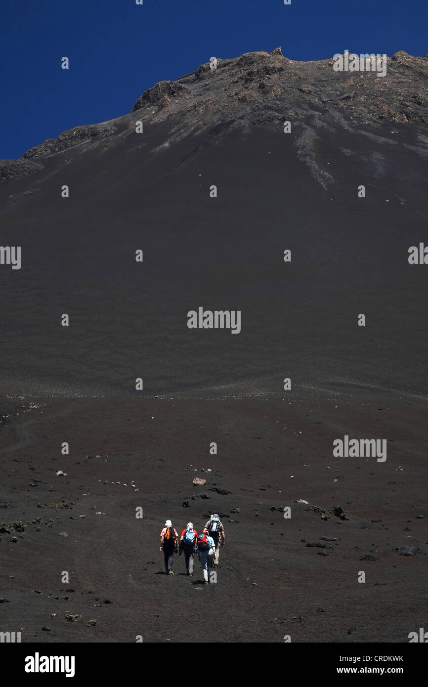 hiking at the foot of Pico de Fogo, Cap Verde Islands, Cabo Verde, Fogo Stock Photo