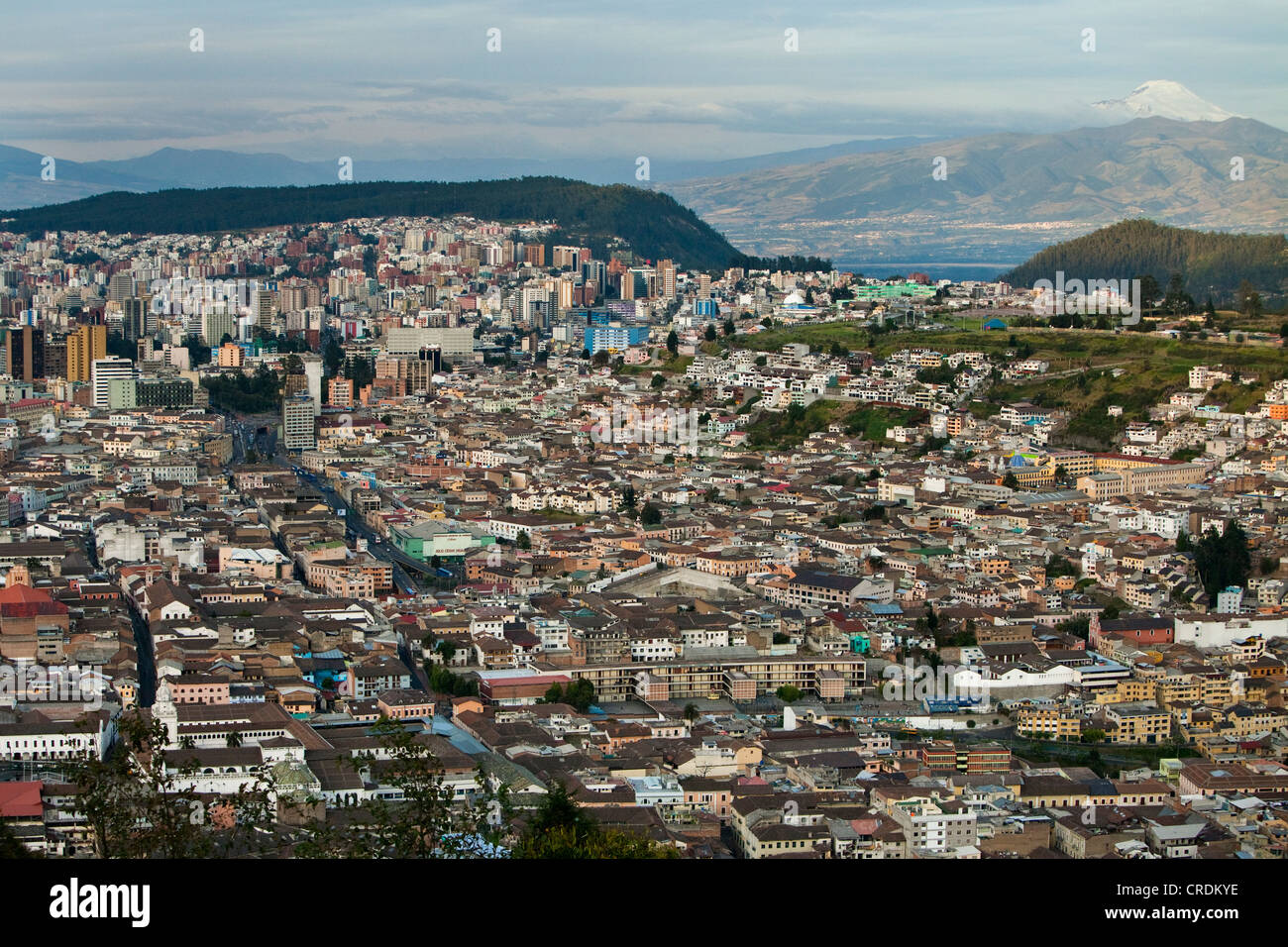 View from El Panecillo over Quito with the historic town centre in the foreground, Quito, Ecuador, South America Stock Photo