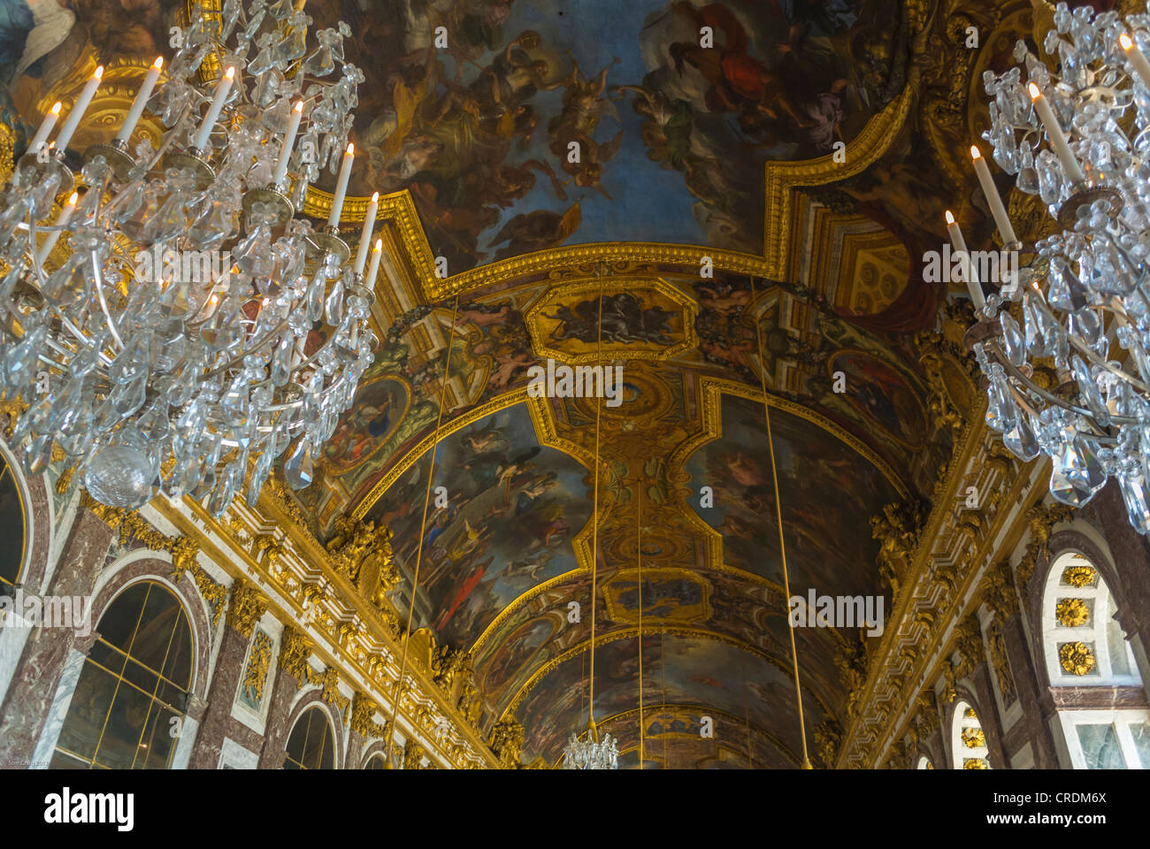 Paris France Detail Painted Ceiling Inside The Chateau