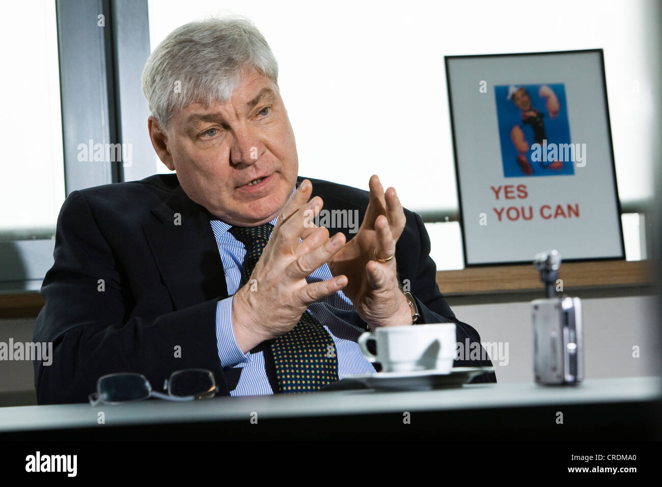 Michael Sommer, chairman of the German Trade Union Federation, in interview, Berlin, Germany, Europe Stock Photo