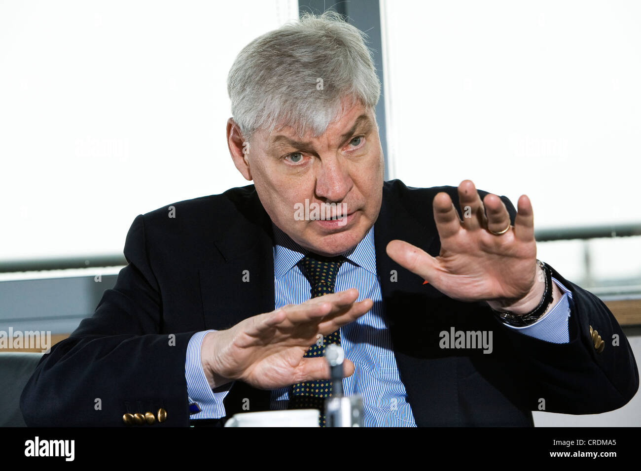 Michael Sommer, chairman of the German Trade Union Federation, in interview, Berlin, Germany, Europe Stock Photo
