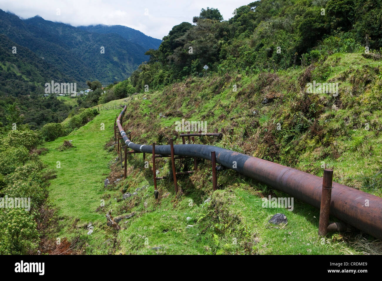 Trans-Ecuadorian oil pipeline SOTE, Sistema de Oleoducto Transecuatoriano, operated by the national oil company Petroecuador, Stock Photo