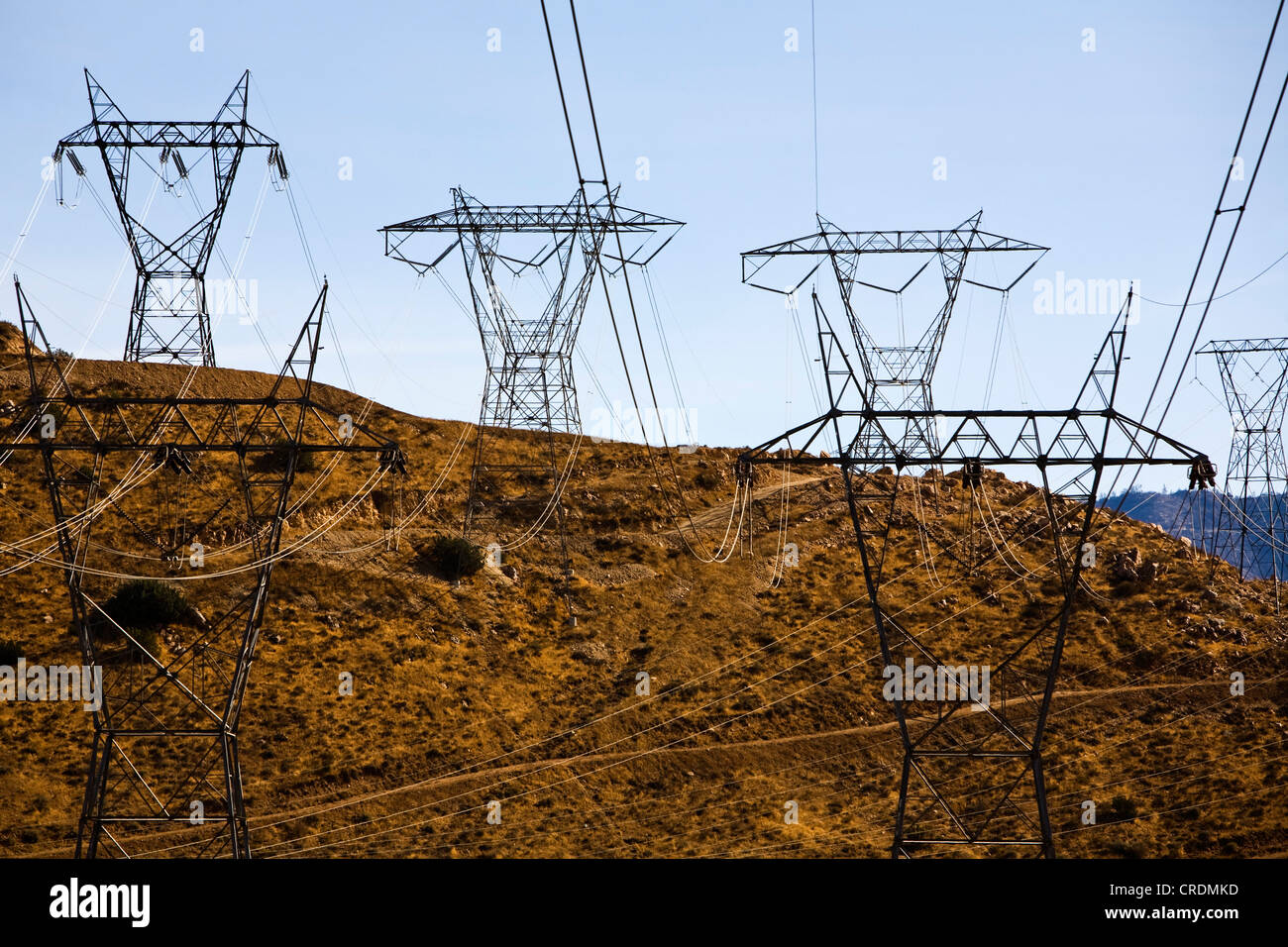 High voltage power lines, Lancaster, California, USA Stock Photo - Alamy
