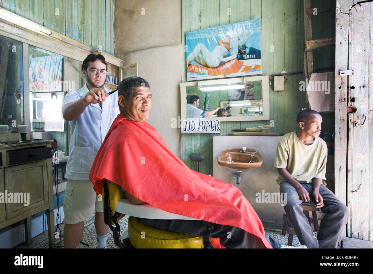 Private hairdressing salon in the old town, Santiago de Cuba, Cuba Stock Photo