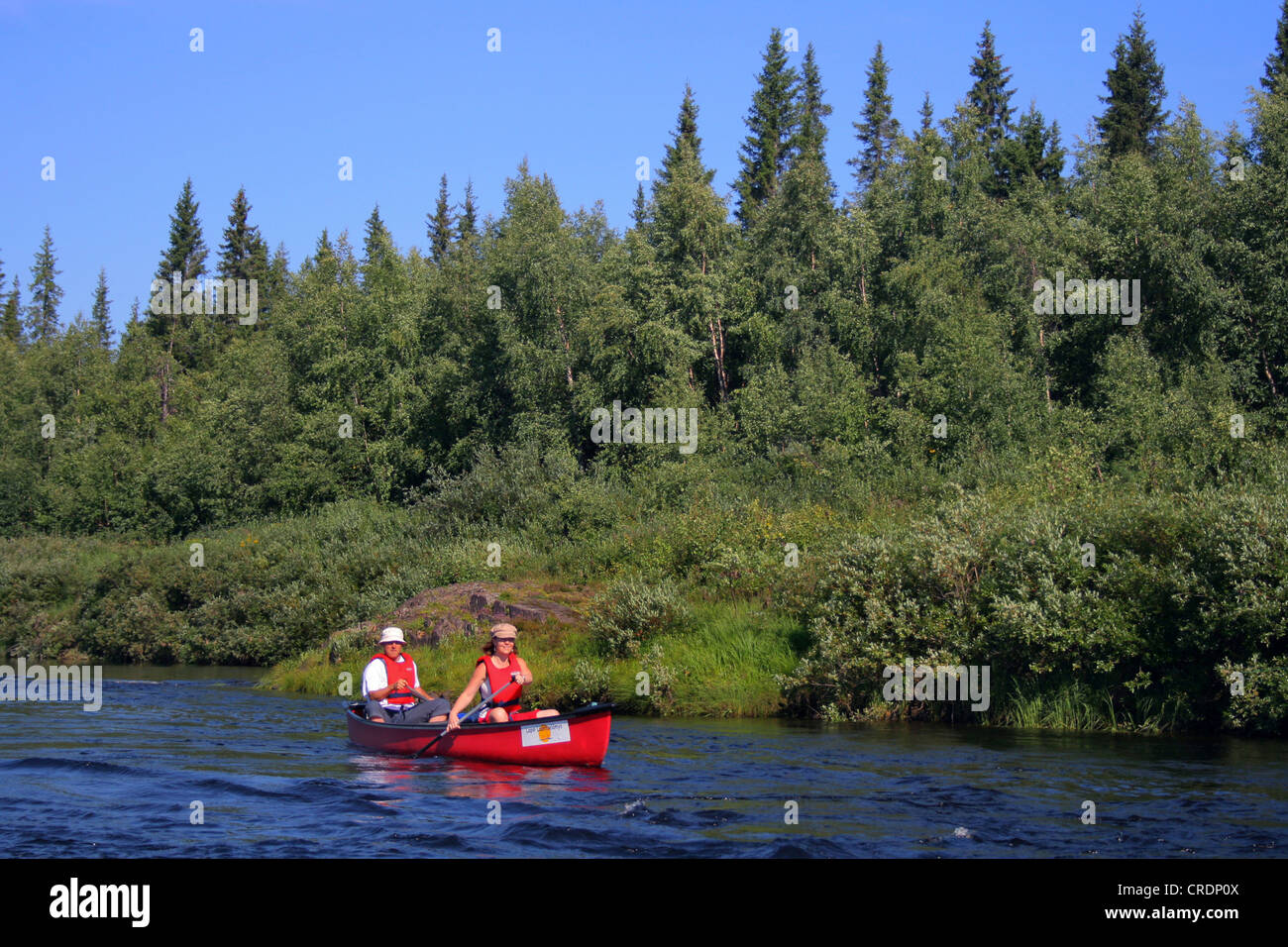 canoe trip at river Ounasjoki, Finland, Lapland Stock Photo Alamy