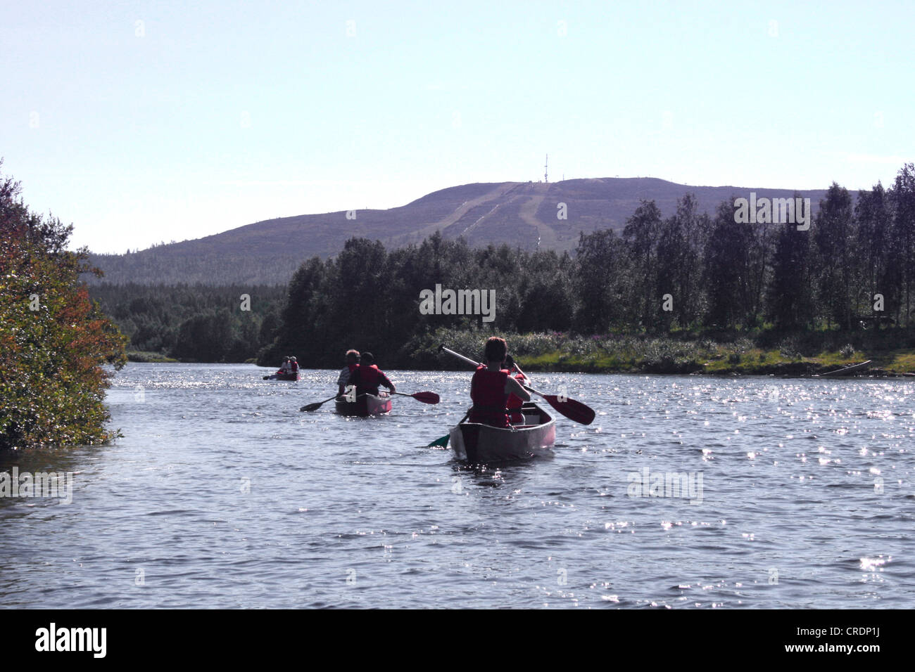 canoe trip at river Ounasjoki, Finland, Lapland Stock Photo Alamy