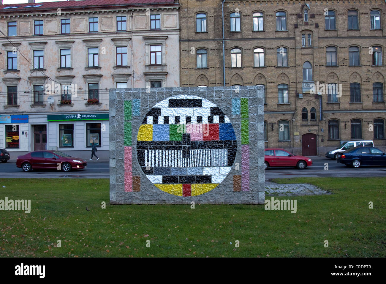Painted television test pattern, Riga, Latvia, Europe Stock Photo