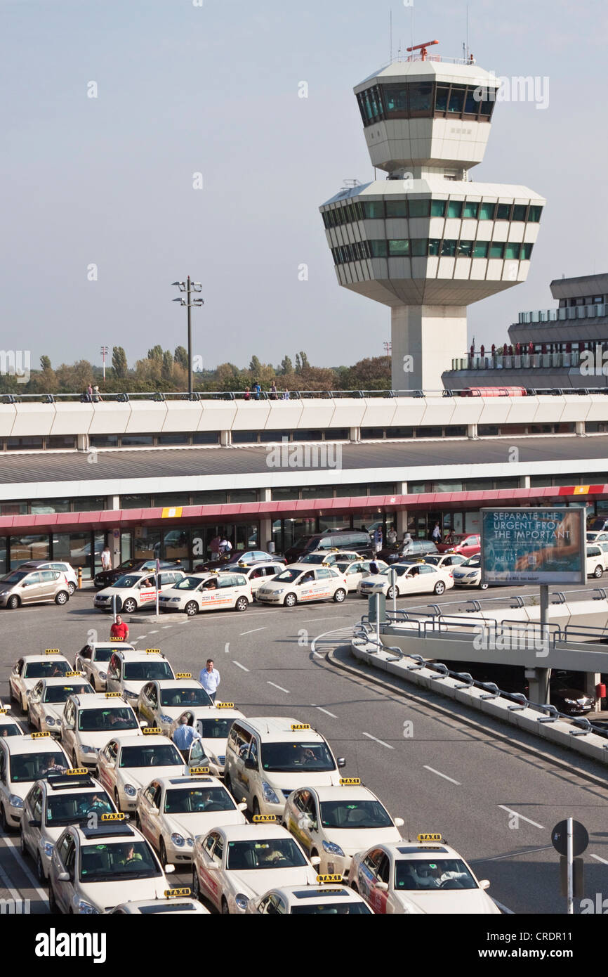 Taxi queue, tower, Berlin Tegel Otto Lilienthal Airport, Berlin, Germany, Europe Stock Photo