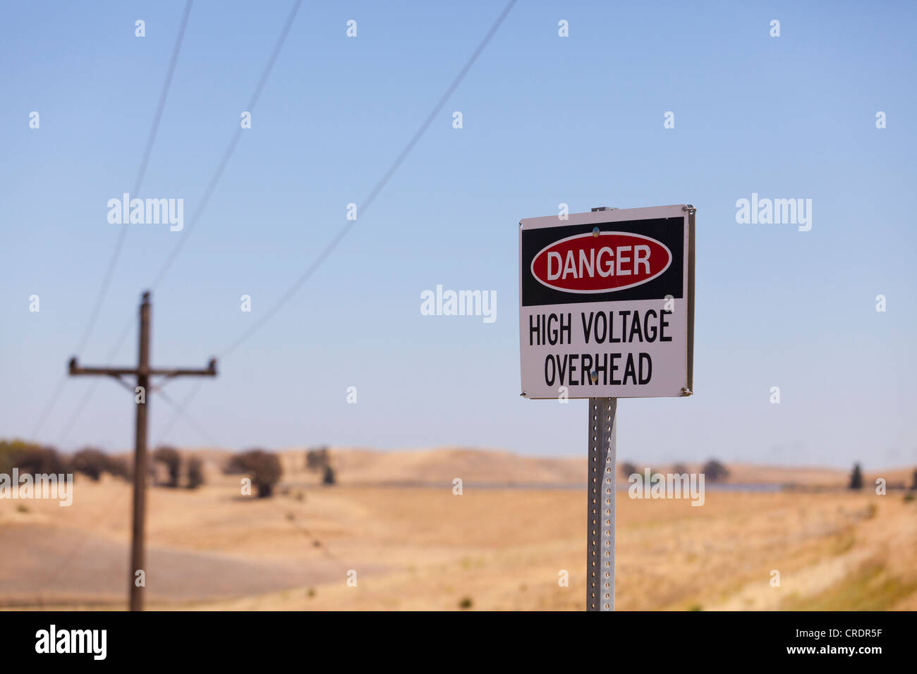High voltage warning sign Stock Photo