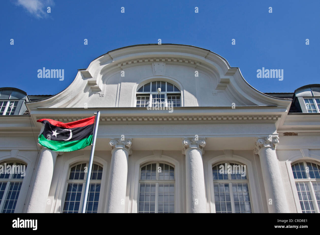 National flag, Embassy of Libya, Berlin, Germany, Europe Stock Photo