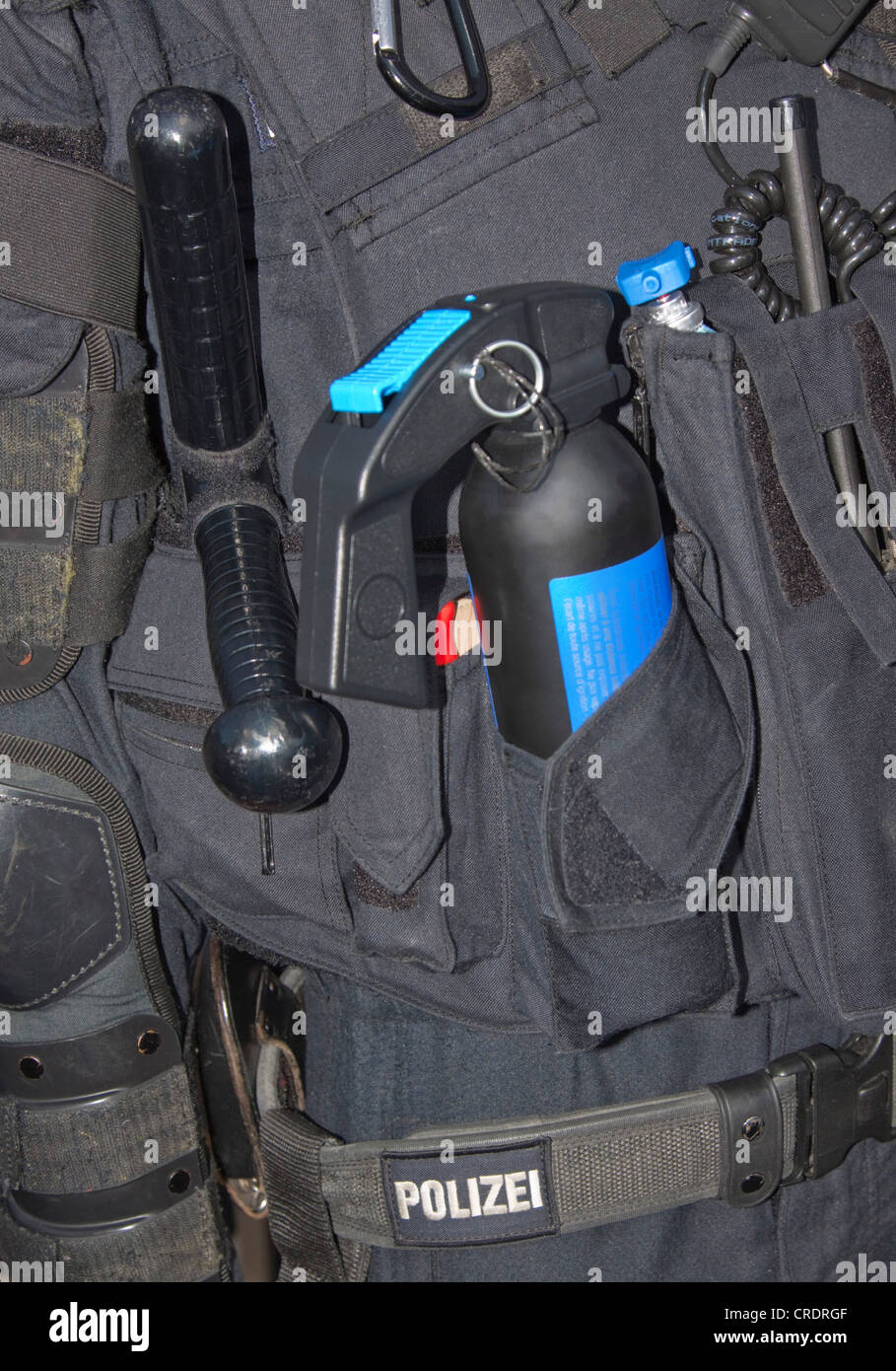 Police uniform, combat gear, baton, pepper spray, Federal Police, Germany, Europe Stock Photo