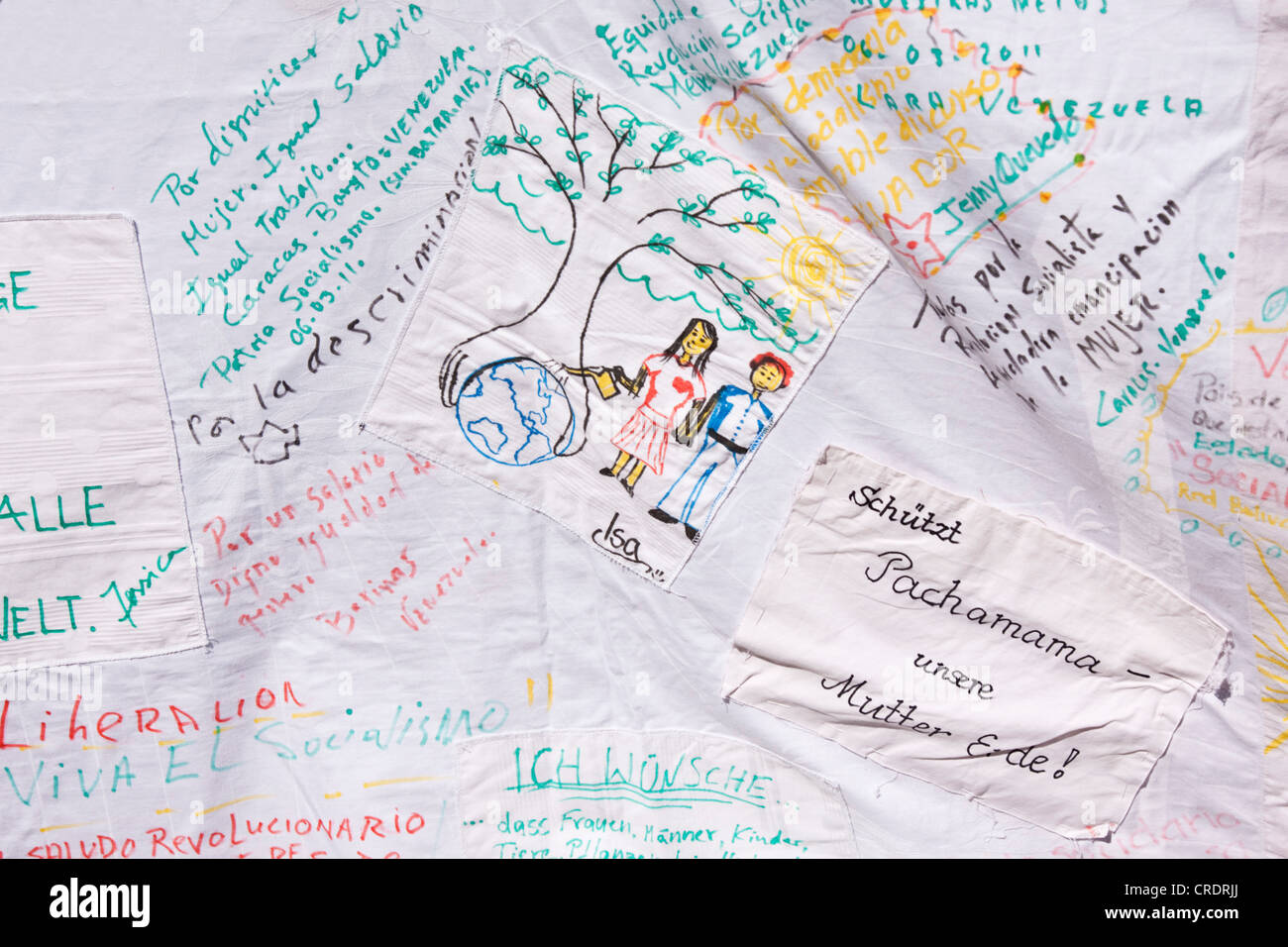 Written on and painted on sheet, environmental conservation Stock Photo