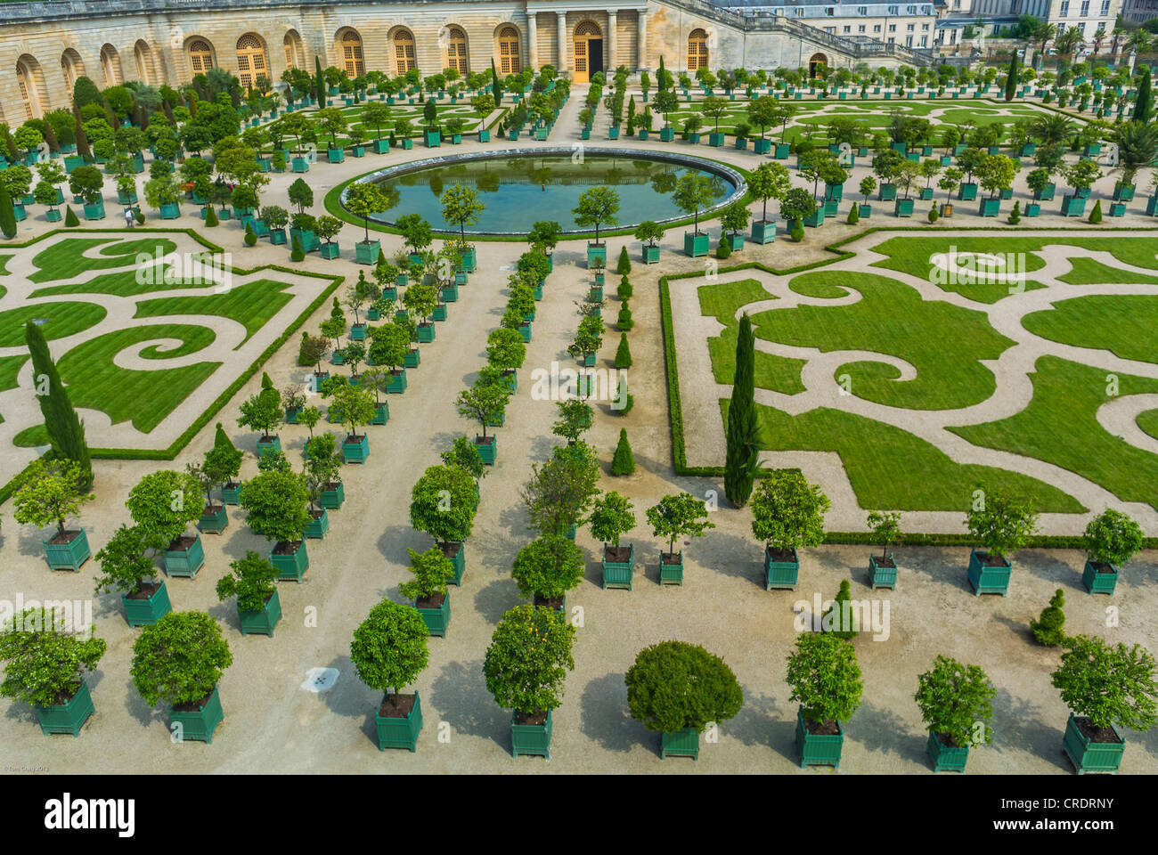 Paris, France, Aerial Scenic View, the 'Chateau de Versailles', French Castle, Orangerie Gardens Stock Photo