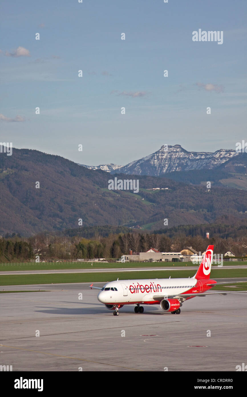 Airplane of Air Berlin at Salzburg Airport W.A. Mozart, Salzburg, Austria, Europe Stock Photo