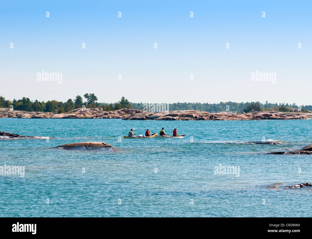 Paddling in a canoe Stock Photo Alamy