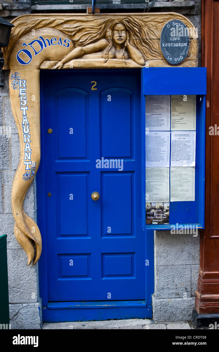 door of a restaurant, Ireland, Galway, Galway Stock Photo