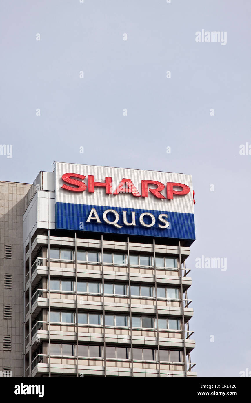 Sharp Aquos high-rise building in Berlin, Alexanderplatz, Berlin, Germany, Europe Stock Photo