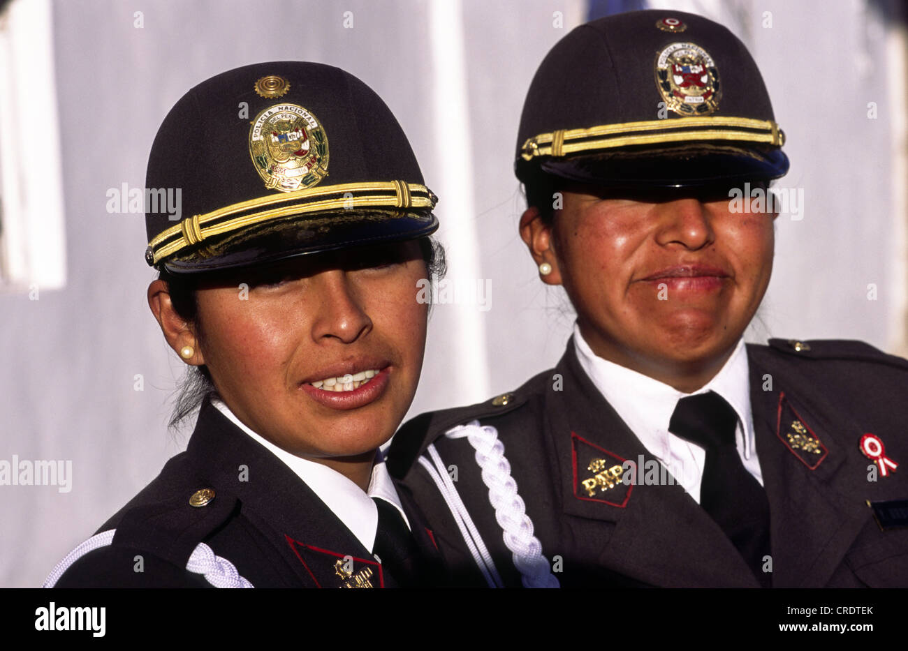 Police women. Cuzco, Peru. Stock Photo