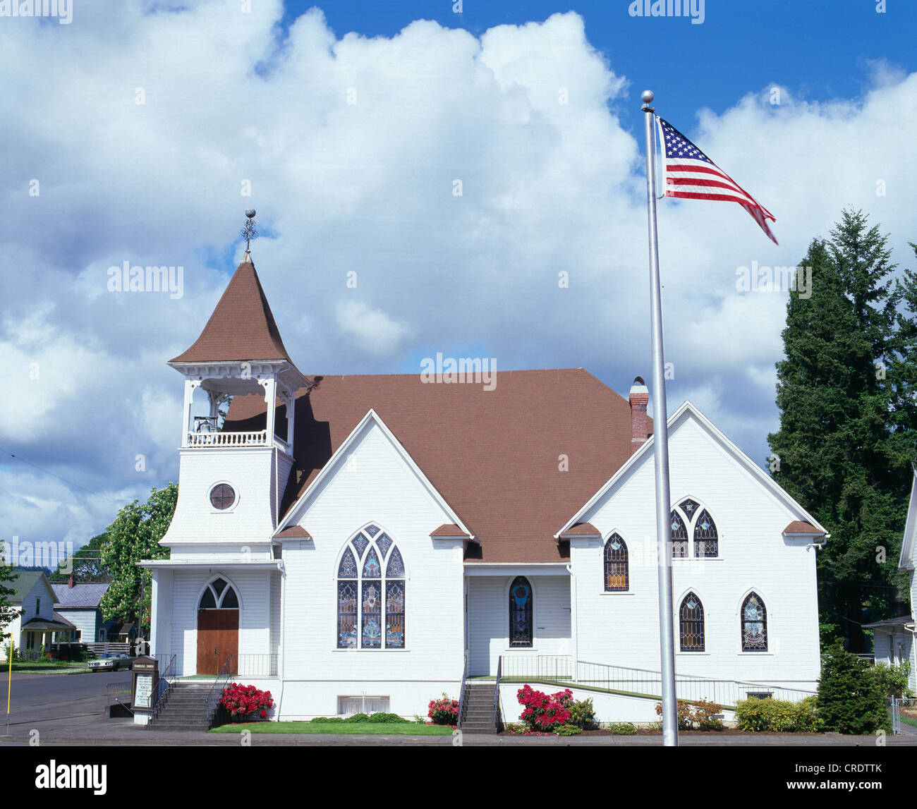 EVANGELICAL CHURCH, DALLAS OREGON Stock Photo