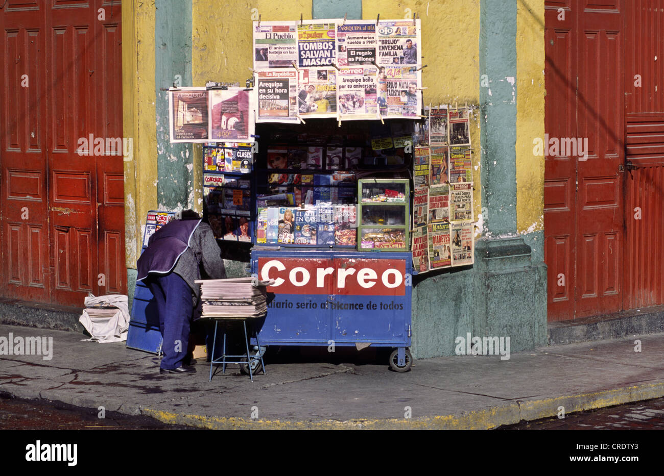 Newspaper stand in Arequipa, Peru. Stock Photo