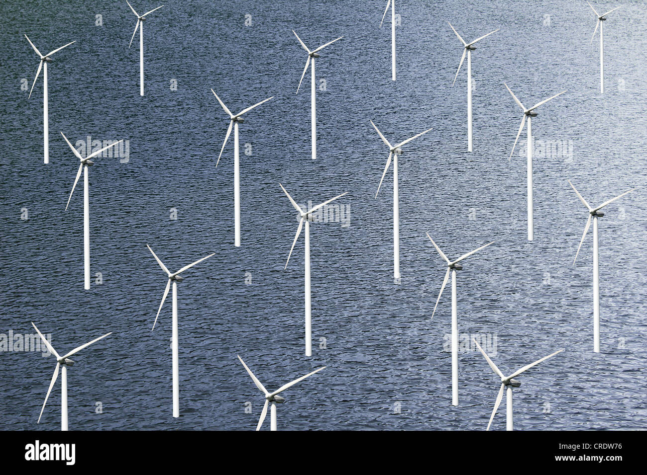 Off-shore wind turbines, graphics, illustration Stock Photo