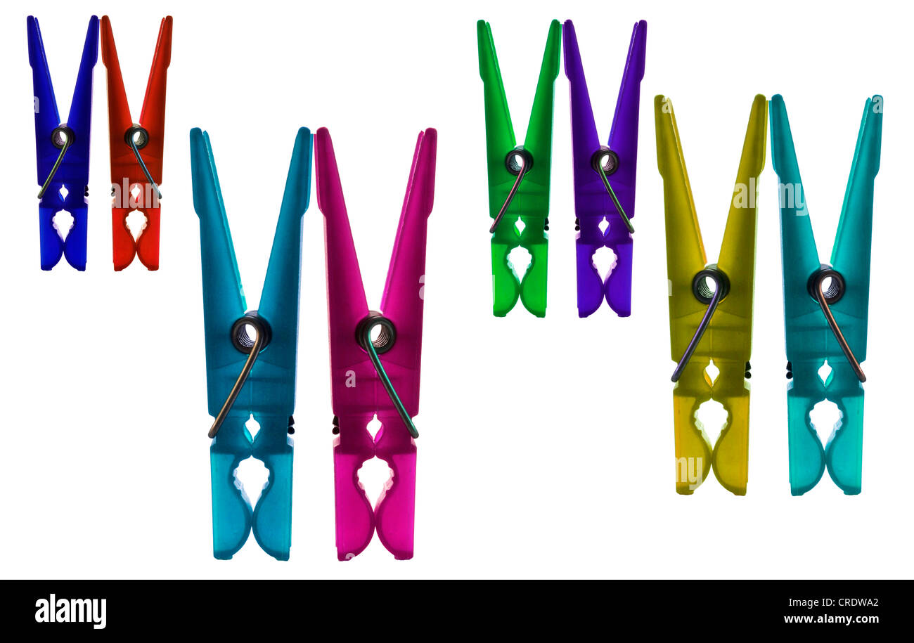 Clothespins as pairs Stock Photo Alamy