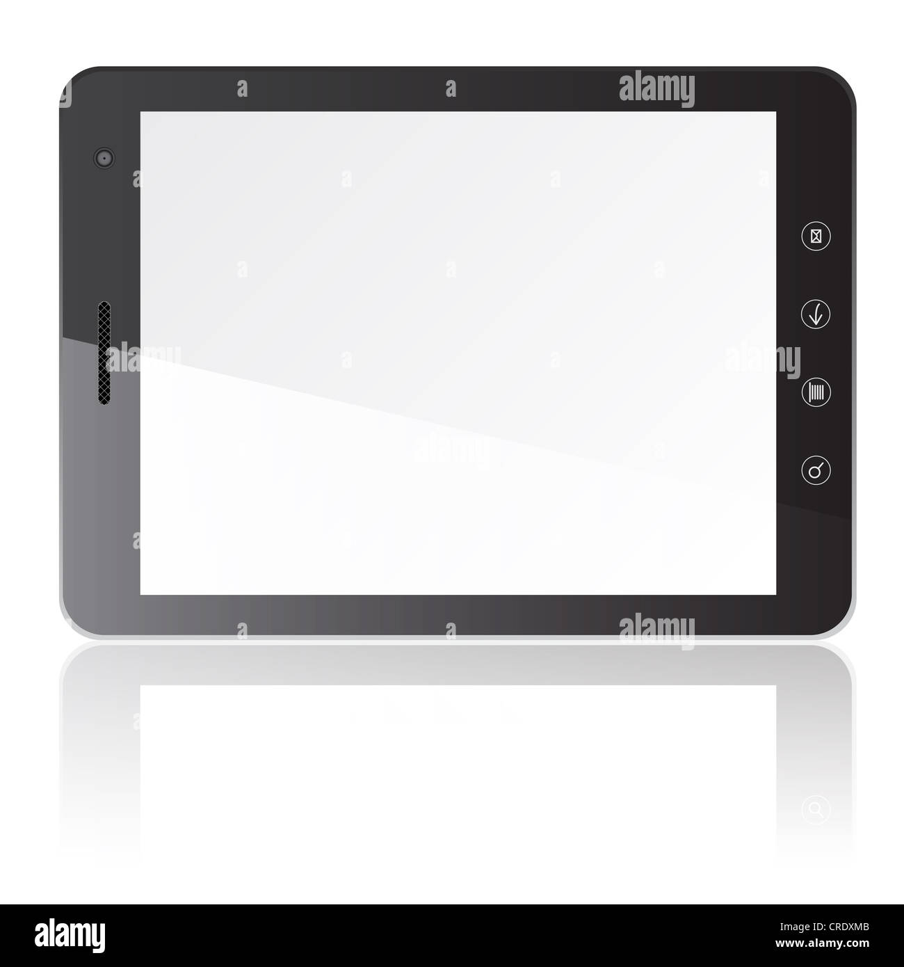 Tablet PC computer with blank screen horizontally isolated on white ...