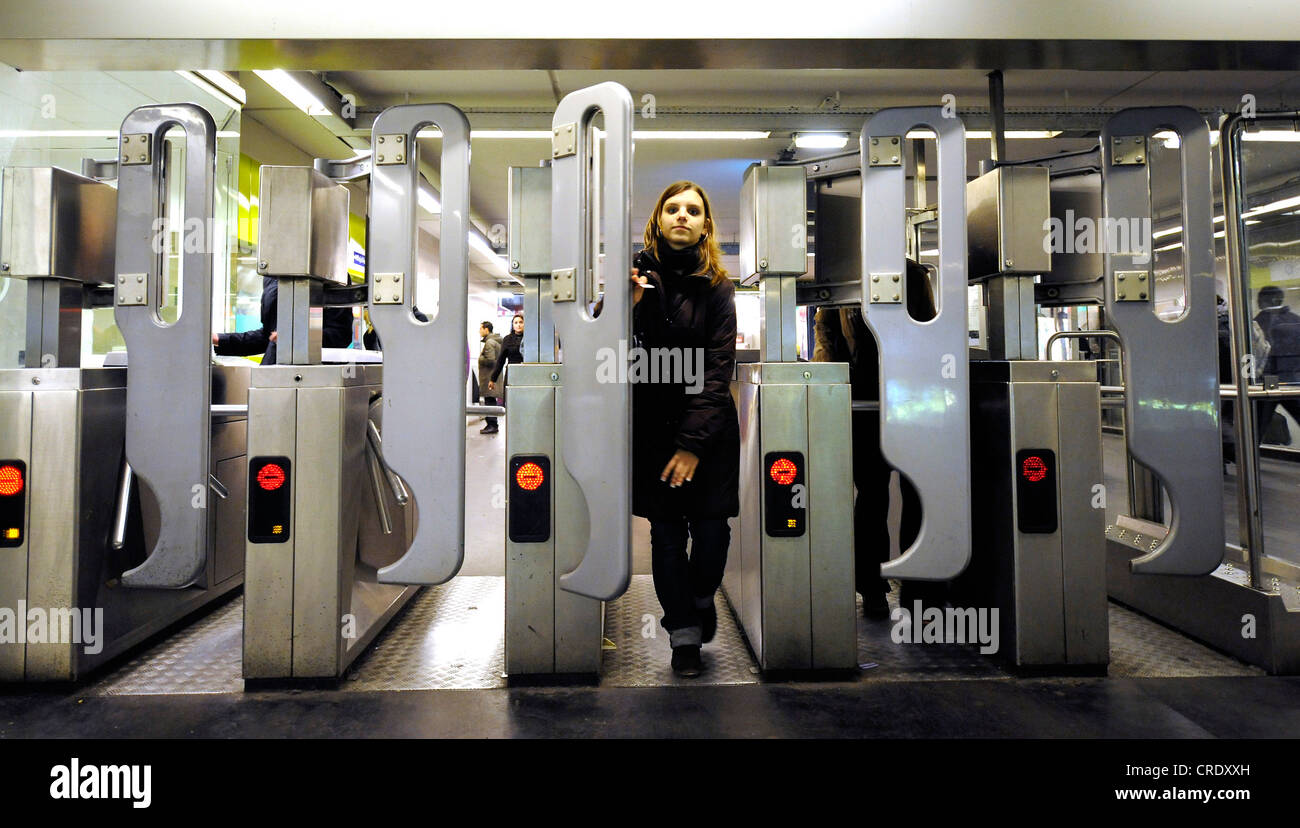 access control of metro station, France, Paris Stock Photo