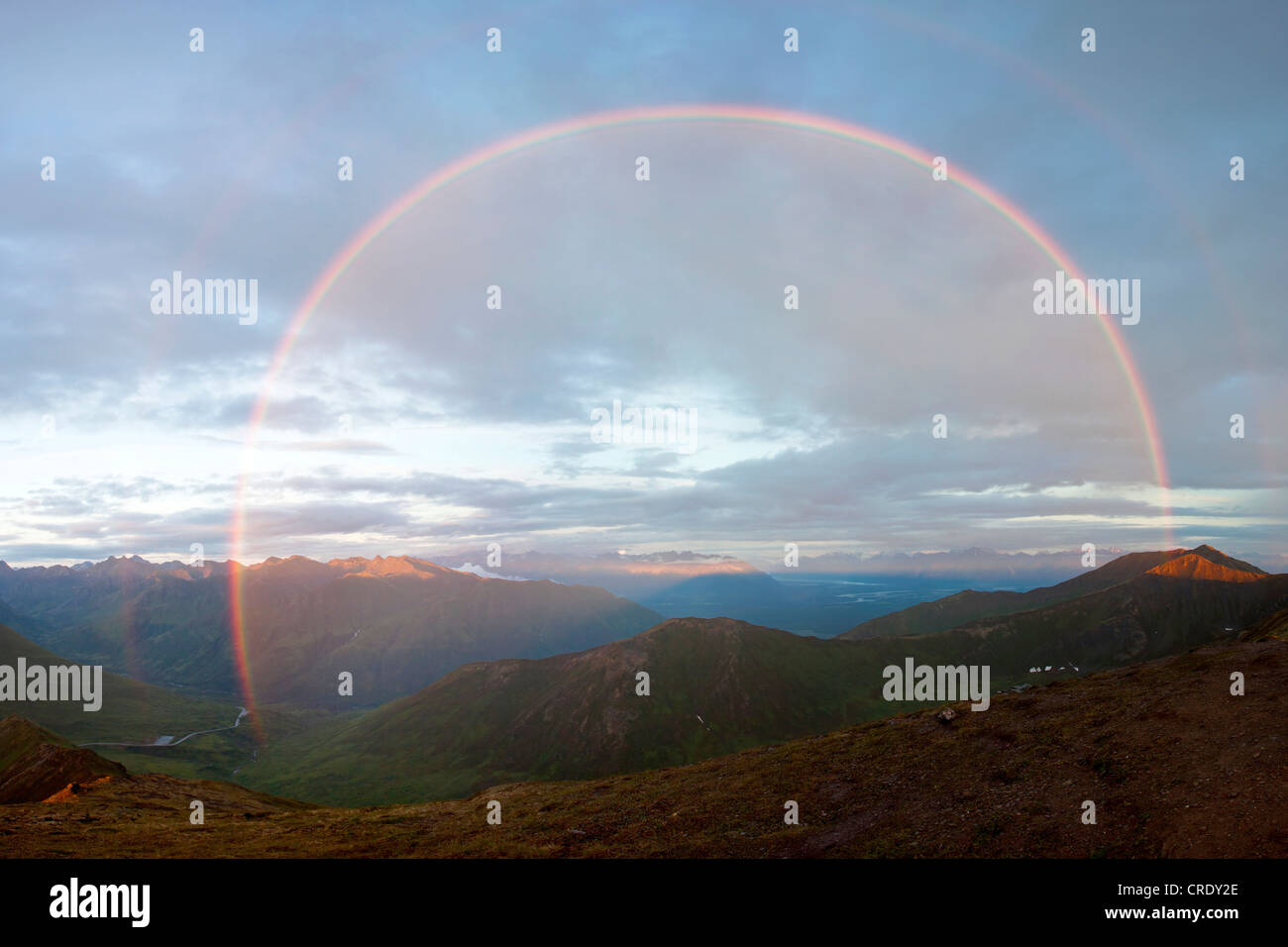 Rainbow in the Talkeetna Mountains in the Alaska wilderness, Alaska, USA, North America Stock Photo