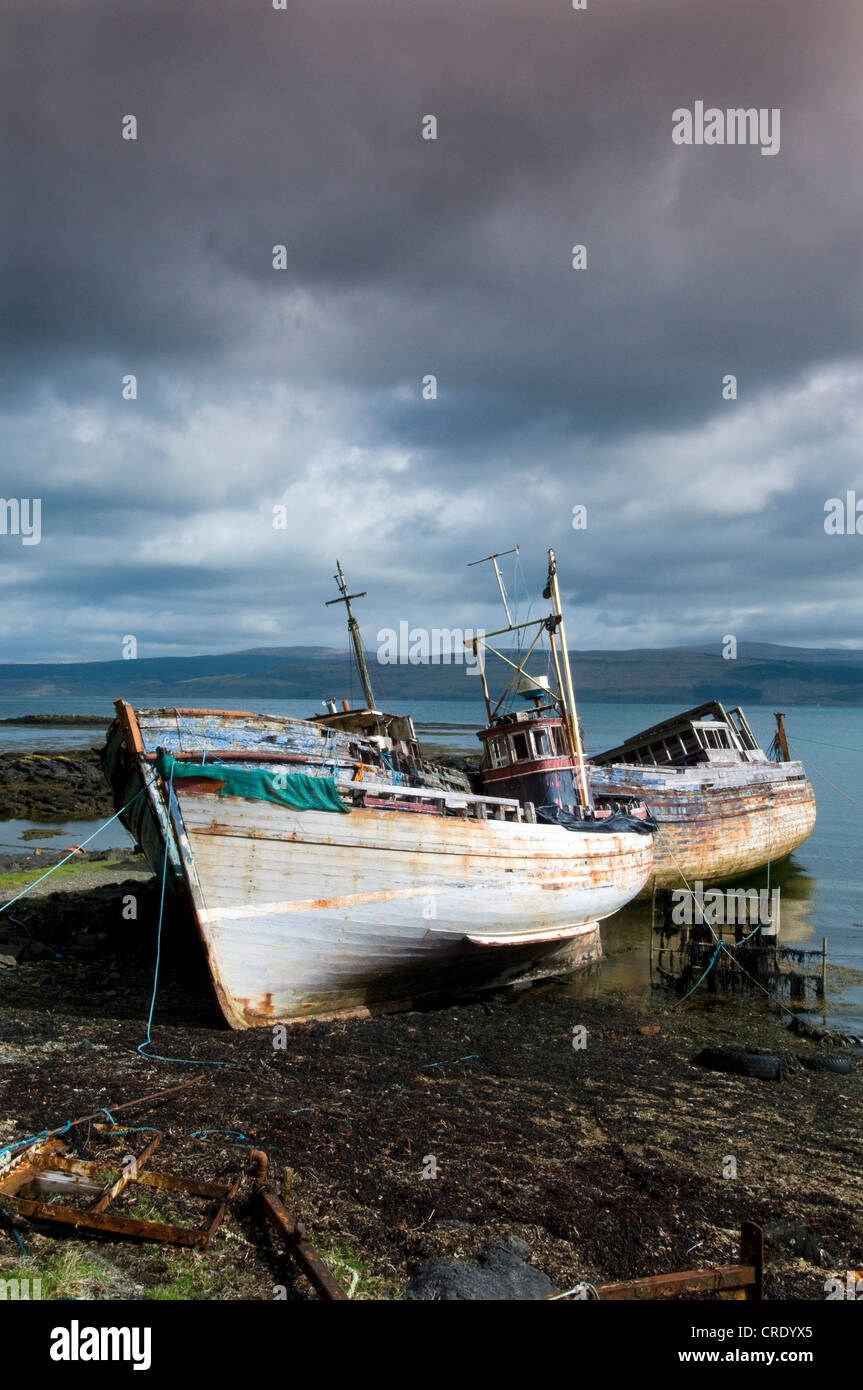 decommissioned fishing boats, United Kingdom, Scotland, Isle of Mull Stock Photo