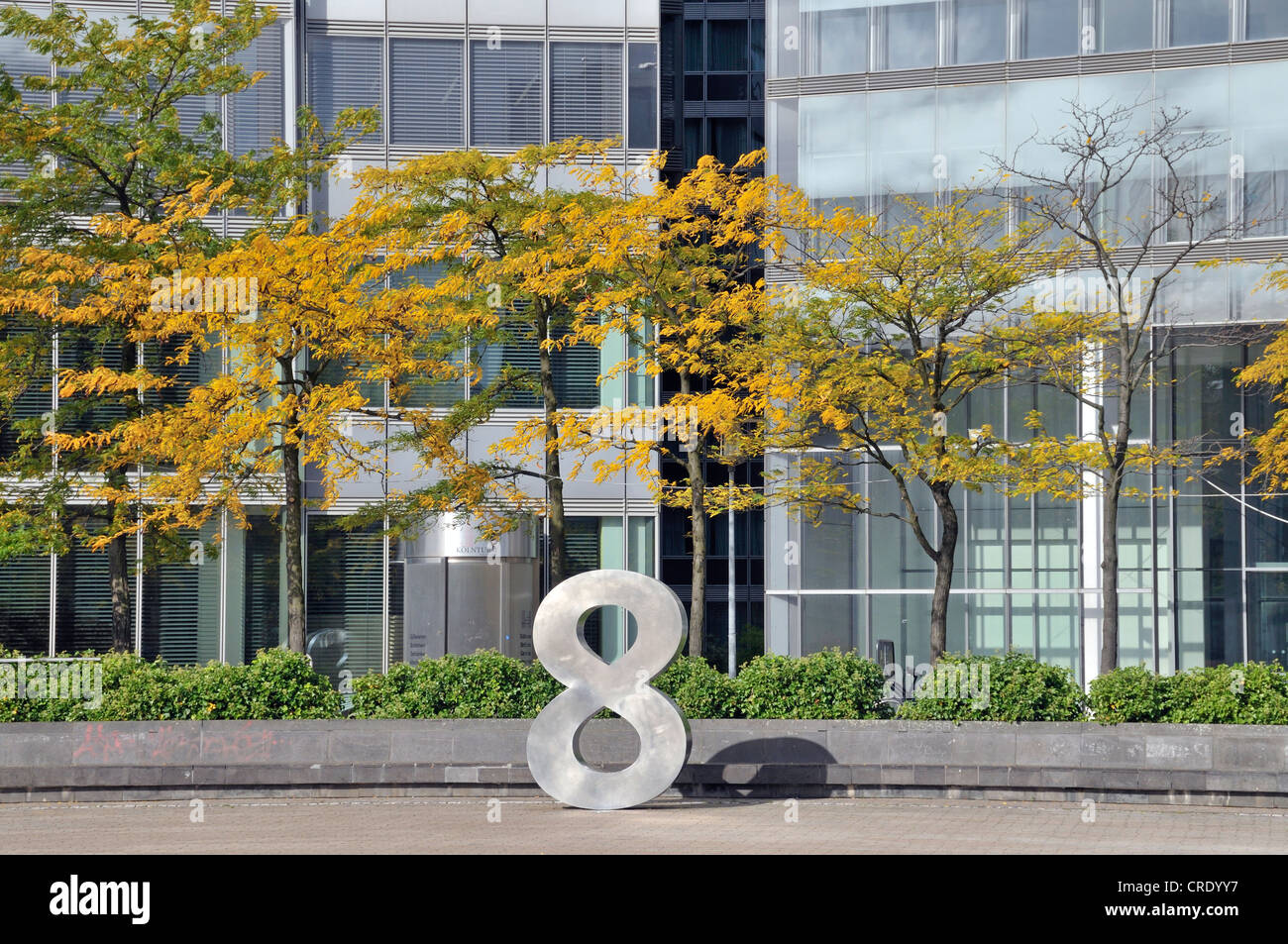 House number eight in the central square of the Mediapark, Cologne, North Rhine-Westphalia, Germany, Europe Stock Photo