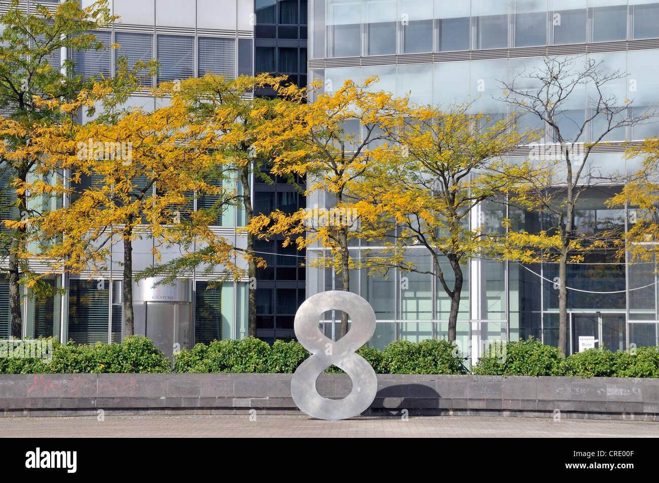 House number eight on the central square of the Mediapark, Cologne, North Rhine-Westphalia, Germany, Europe Stock Photo