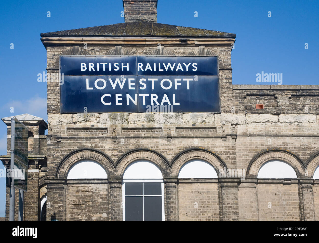 Sign British Railways Lowestoft Central railway station Lowestoft Suffolk England Stock Photo