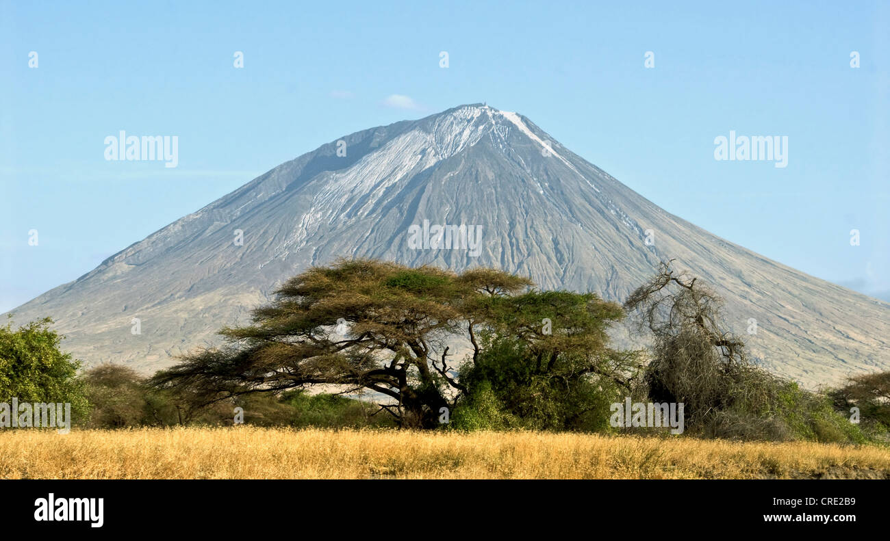 The holy mountain - Mountain of God - Ol Doinyo Lengai at Lake Natron, Tanzania Stock Photo