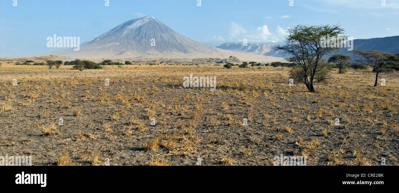 The holy mountain - Mountain of God - Ol Doinyo Lengai at Lake Natron, Tanzania Stock Photo