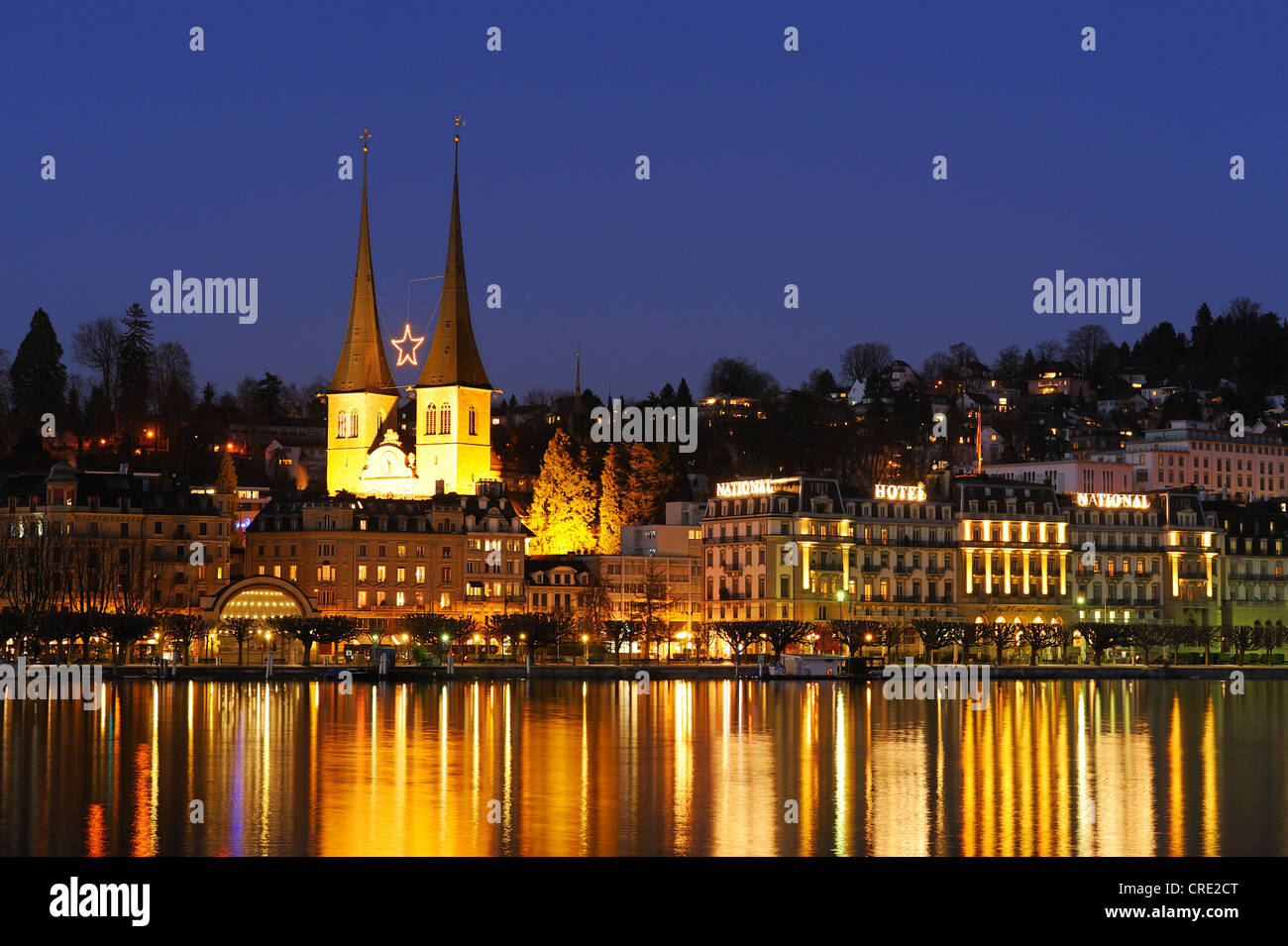 Court church of St. Leodegar, one of the landmarks of the city of Lucerne, Switzerland, Europe Stock Photo