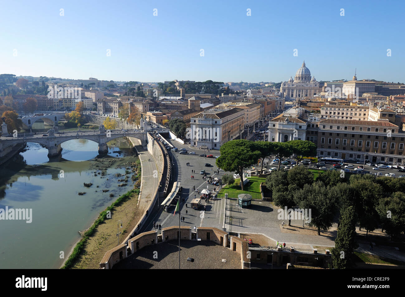 View of the Tiber river and the Vatican from Castel Sant'Angelo, Rome, Italy, Europe Stock Photo