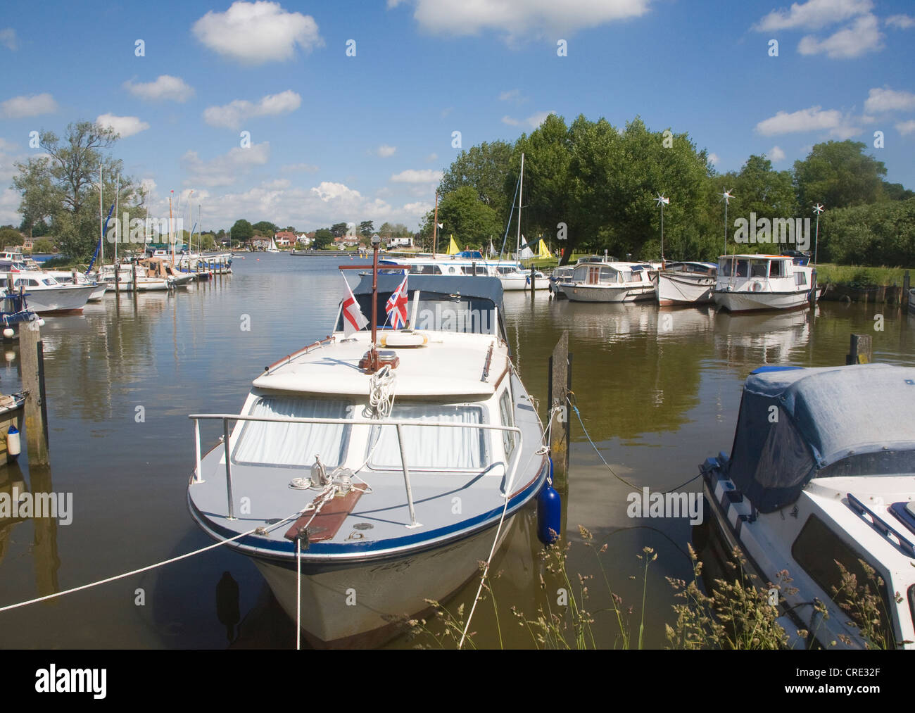 Boats in marina at Oulton Broad, Suffolk, England Stock Photo