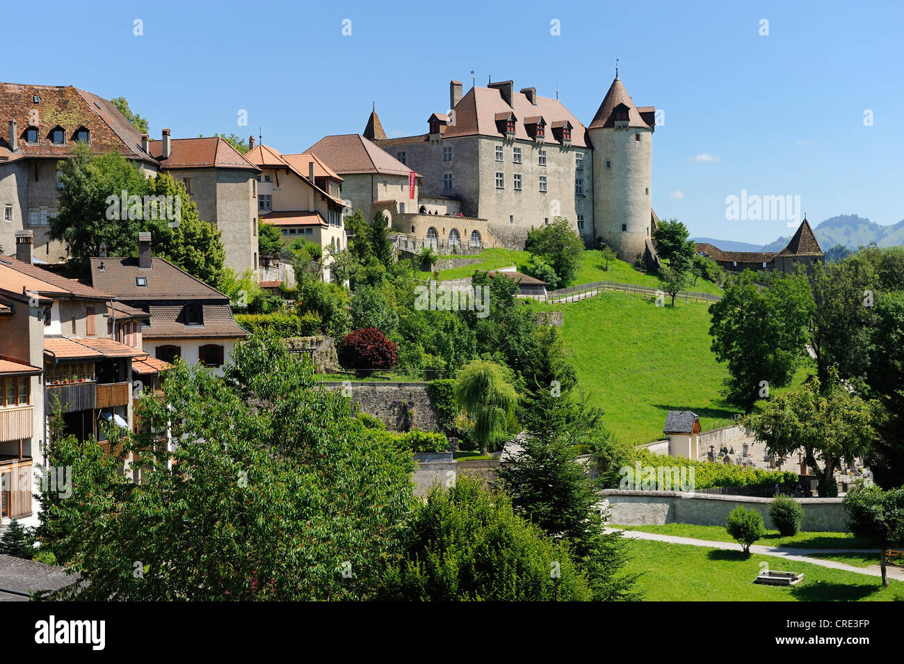 Château de Gruyères castle, Gruyères, Fribourg, Switzerland, Europe Stock Photo