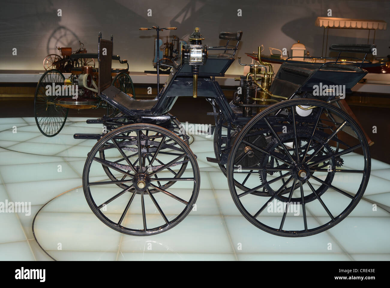 Picture of the first car with combustion engine in the world as