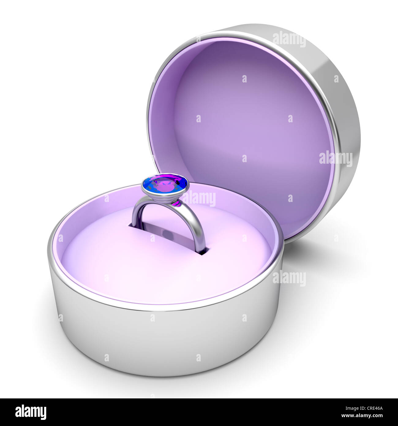 Diamond ring in metal gift box Stock Photo