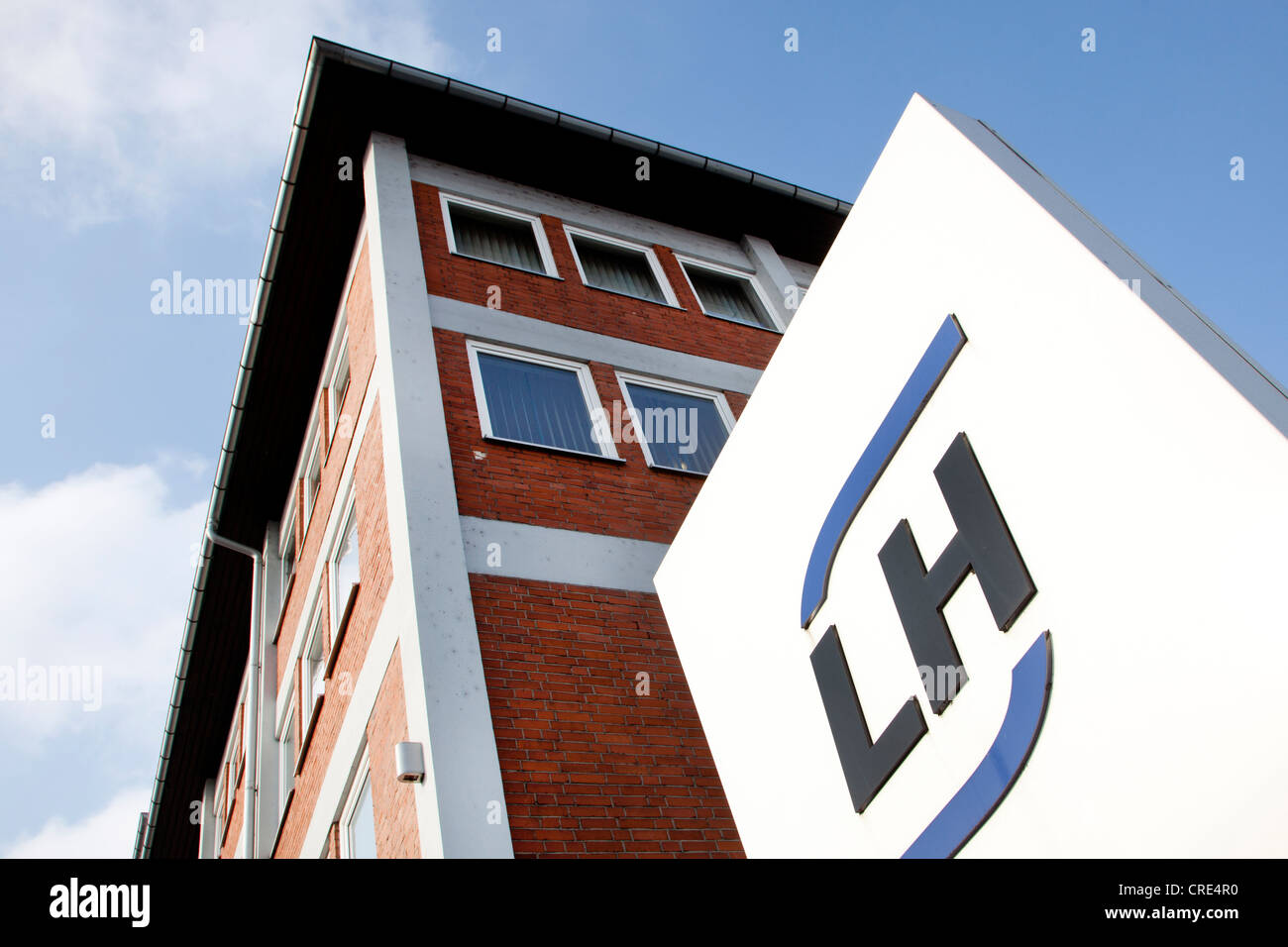 Administration building with the logo of Luitpoldhuette AG in Amberg, Bavaria, Germany, Europe Stock Photo