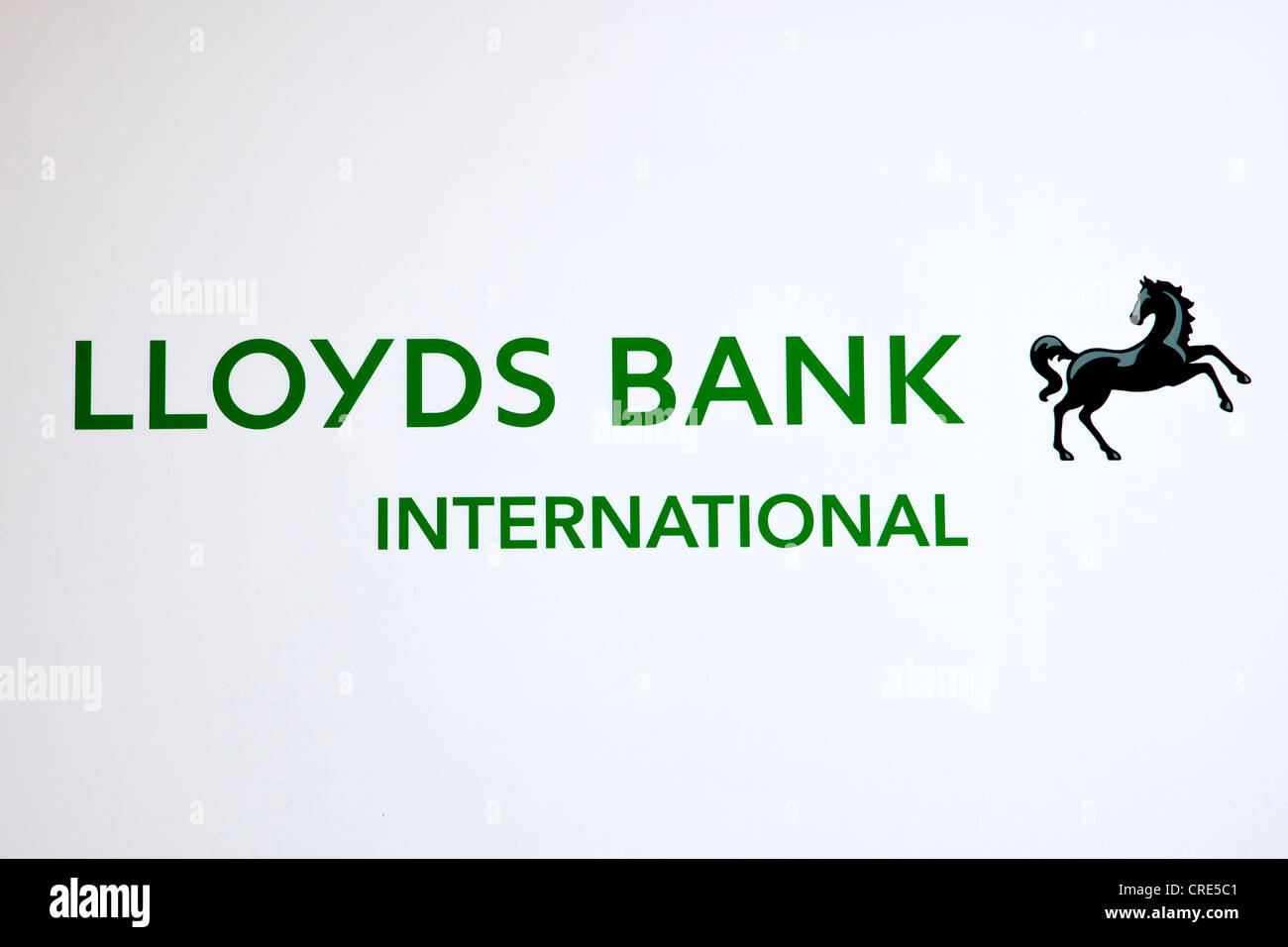 Logo and logotype of the British bank Lloyds Bank International, at a branch office in Madrid, Madrid, Spain, Europe Stock Photo