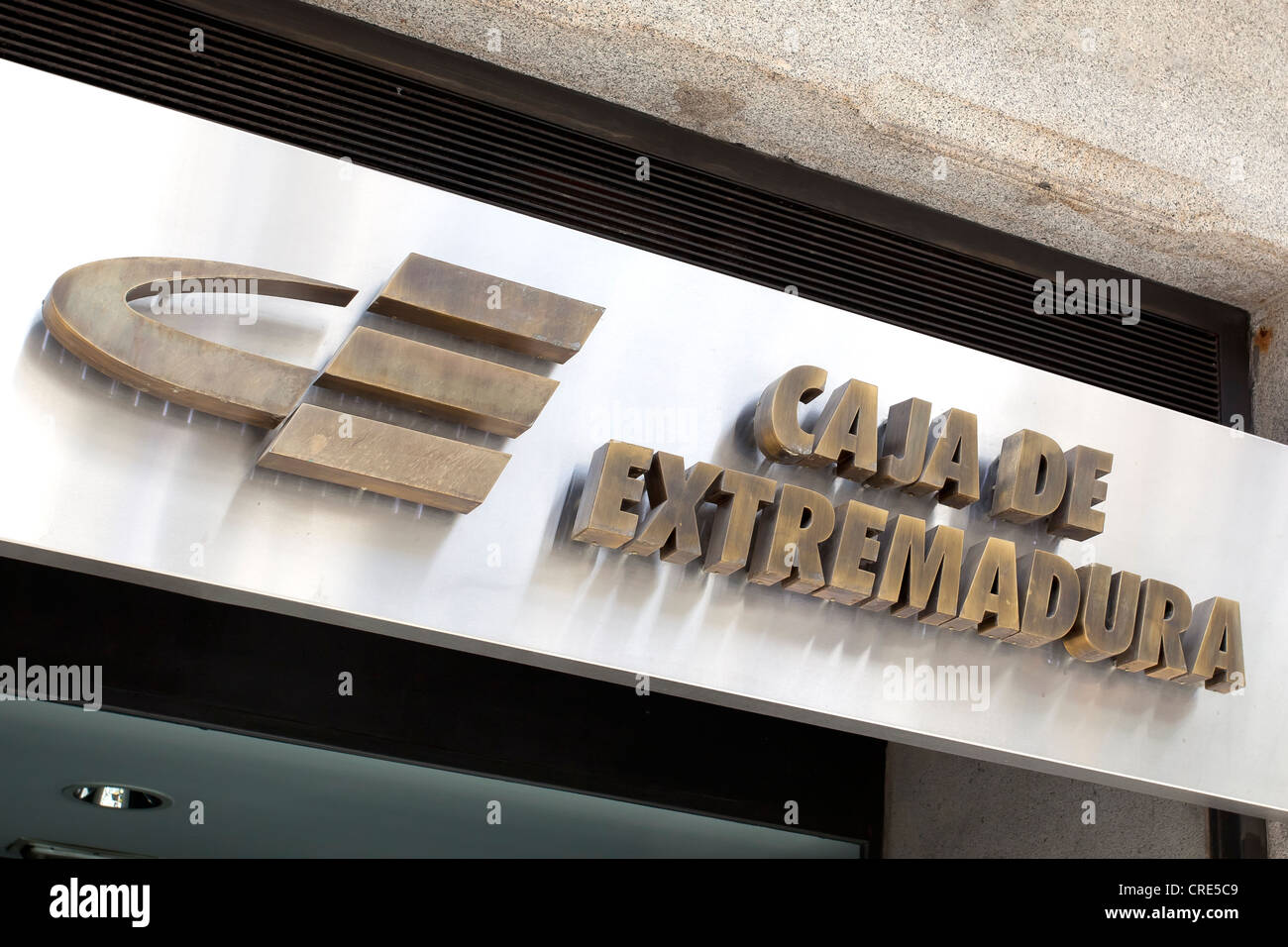Logo and logotype of the Spanish bank Caja de Extremadura, Madrid, Spain, Europe Stock Photo