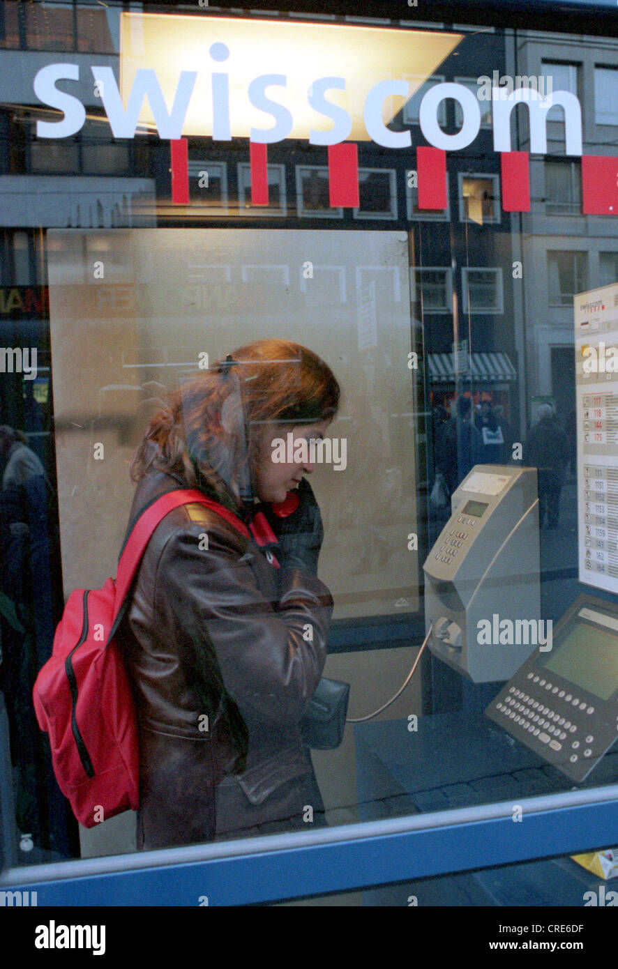 Man in swisscom telephone booth hi-res stock photography and images - Alamy